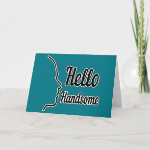 Tarjeta Hola tipografía de dibujo de perfil atractivo