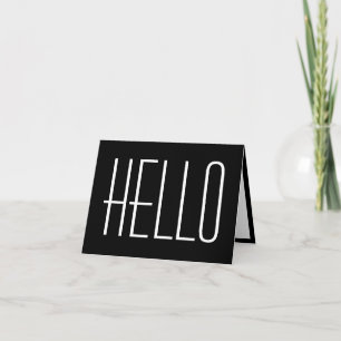 Tarjeta Hola tipografía minimalista simple en negro y blan
