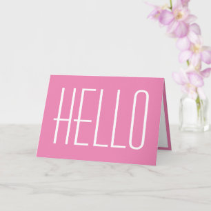Tarjeta Hola tipografía simple minimalista rosa femenino