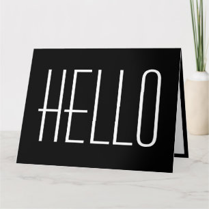 Tarjeta Hola Typografía simple Minimalista blanco y negro