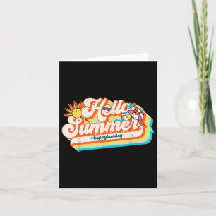 Tarjeta Hola verano Feliz el último día de la escuela Retr