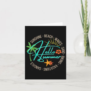 Tarjeta Hola verano Tropical Beach Vacation Palm Tree Tee