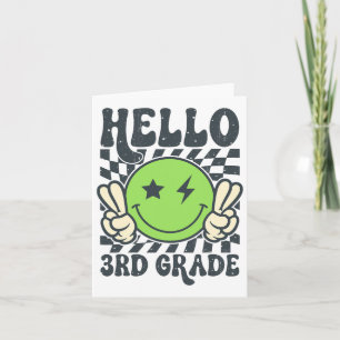 Tarjeta Hola Vibraciones de 3er Grado Cara Sonriente Groov