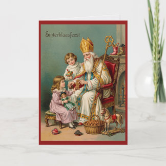 Tarjeta holandesa vintage de Sinterklaas San Nicol