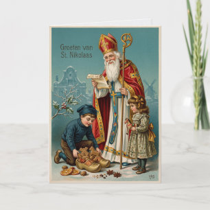 Tarjeta holandesa vintage de Sinterklaas San Nicol