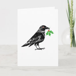 Tarjeta Holiday Card - Crow with Mistletoe 