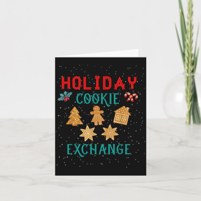 Tarjeta Holiday Cookie Exchange With Santa Xmas Cookie Bak (Anverso)