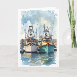 Tarjeta Holiday Harbor Watercolor Greeting Card