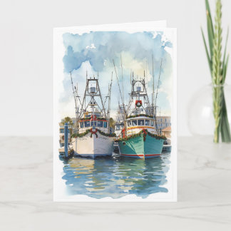 Tarjeta Holiday Harbor Watercolor Greeting Card