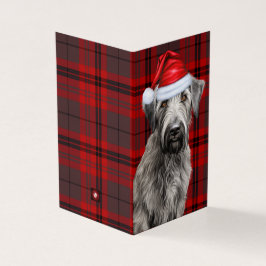 Tarjeta Holiday Irish Wolfhound Dog Red Plaid Christmas