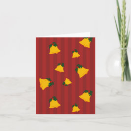 Tarjeta Holiday Red Gold Stripe Bells Christmas