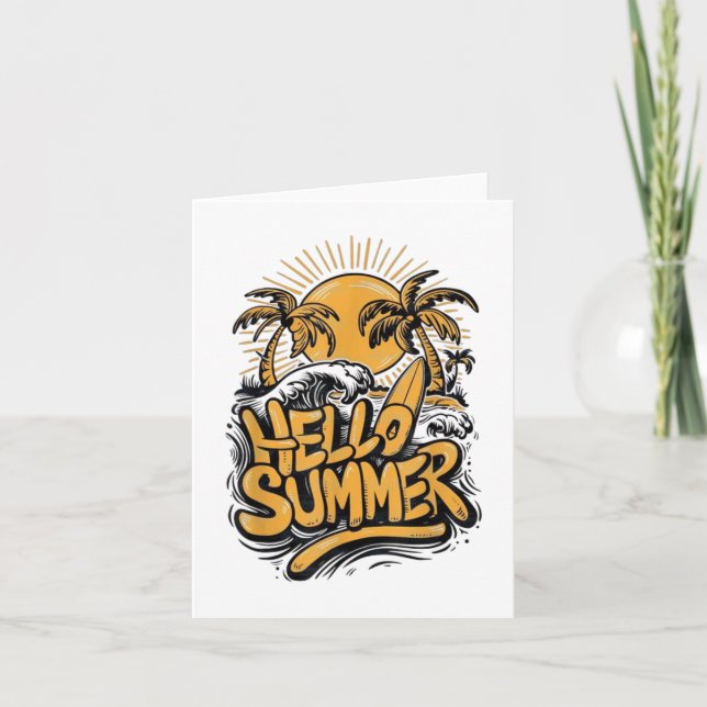Tarjeta Holiday Vibe Hello Summer Sunshine Beach Bea (Anverso)