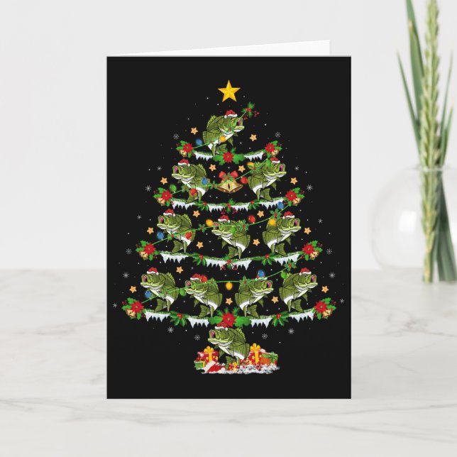 Tarjeta Holiday Xmas Lighting Santa Byss Fish Christmas Tr (Anverso)