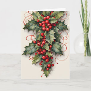 Tarjeta Holly con vibrantes Navidades de las Berries Rojas