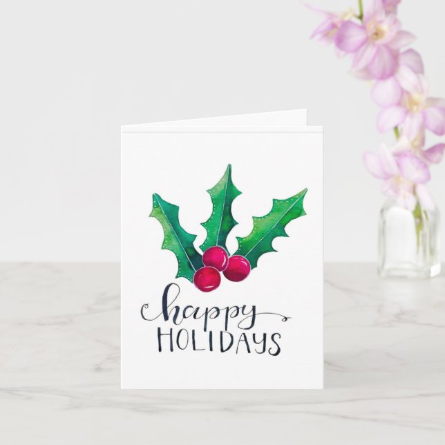 Tarjeta Holly Happy Holidays FOLDED card (Orquídea)