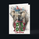 Tarjeta Holly Jolly Merry Christmas Santa Elephant Card<br><div class="desc">Holly Jolly Merry Christmas Santa Elephant Card Nada dice "Me importa" como una tarjeta personalizada, de alta calidad con un mensaje sincero. Muchos valorarán una buena tarjeta personalizada por encima del regalo que viene. Una tarjeta que mantendrá su calidad durante toda la vida, para recordarle siempre a esa persona especial...</div>
