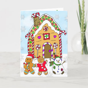 Tarjeta Holly Jolly Navidades Gingerbread House