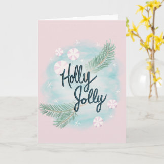 Tarjeta Holly Jolly - Pastel - Navidades - Saludo -