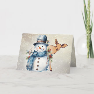 Tarjeta "Holly Jolly Snowman" con un Fawn