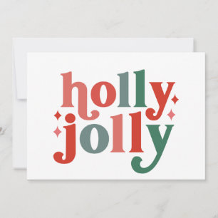 Tarjeta Holly Jolly - Tipografía Retro de Vacaciones