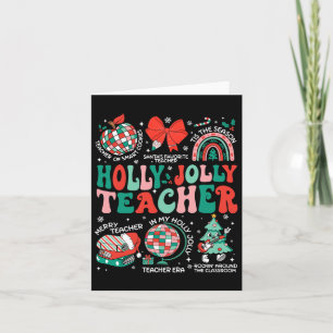 Tarjeta Holly N Jolly Maestros Navidades Coquette Bow Retr