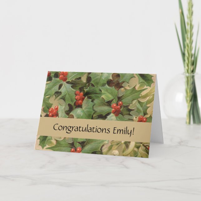 Tarjeta Holly Tree Navidades Holiday Vintage (Anverso)