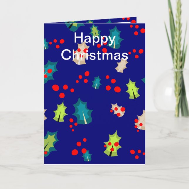 Tarjeta Holly y Berries Editable (Anverso)