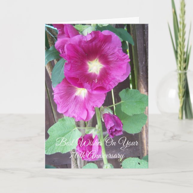 Tarjeta Hollyhocks 70° aniversario Boda personalizado (Anverso)