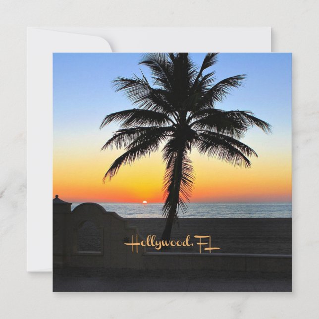 Tarjeta Hollywood, Florida - amanecer tropical (Anverso)