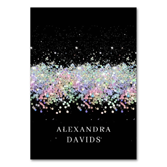 Tarjeta Holo Purpurina Black Individual Name Place (Anverso)