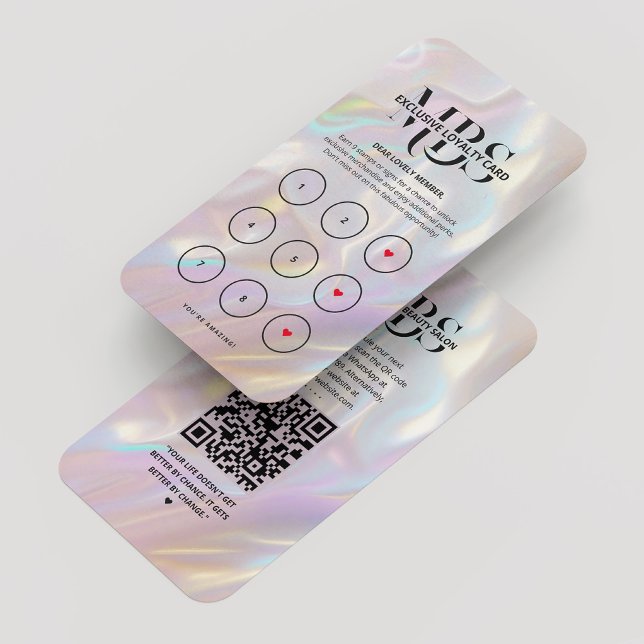 Tarjeta holográfica de fidelidad rosa Pearl modern (Modern Holographic Pearl Pink Loyalty Card
)