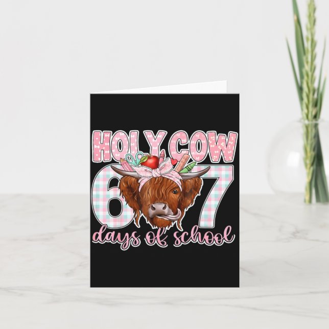 Tarjeta Holy Cow 67 Days Of School Teacher Six Seven Meme  (Anverso)