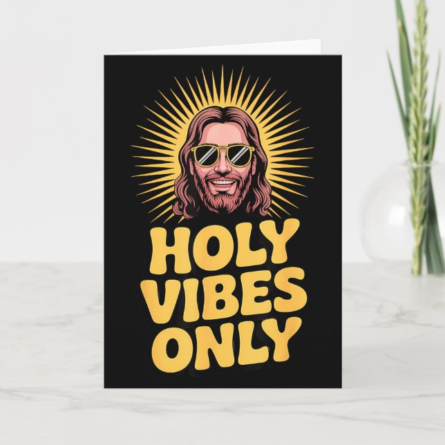 Tarjeta Holy Vibes Only Funny Jesus Religious Christian Fa (Anverso)