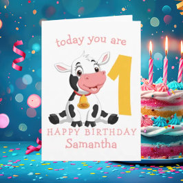 Tarjeta ¡Holycow! ¡Es el primer cumpleaños de una vaca loc