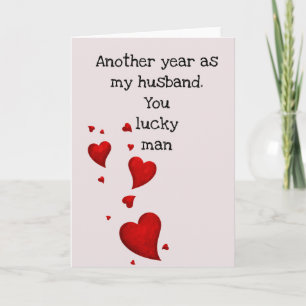 Tarjeta Hombre Afortunado Esposo Amor Aniversario Día de S