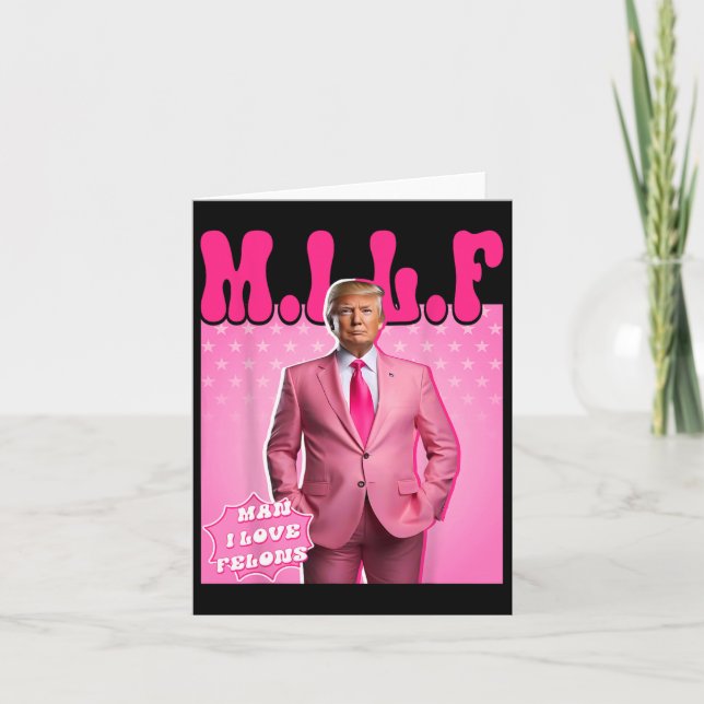 Tarjeta Hombre Amo A Los Felons Divertidos Rosa Trump 2024 (Anverso)