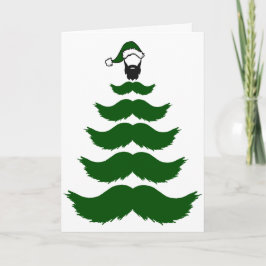Tarjeta Hombre árbol de Navidad con bigote y barba Verde