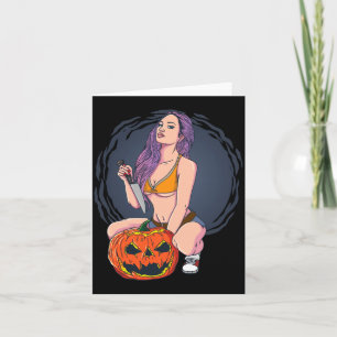 Tarjeta Hombre Caliente Y Halloween Asesino Mamá Momia Con