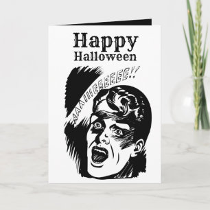 Tarjeta Hombre de cómic retro gritando texto personalizado
