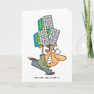 Tarjeta Hombre de dibujos animados divertidos en compras d