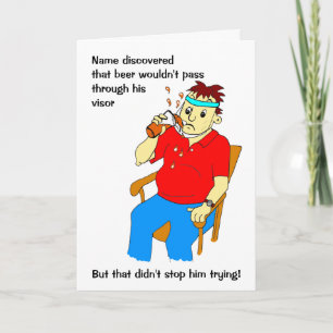 Tarjeta Hombre de dibujos animados divertidos visera cerve