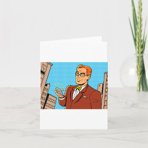 Tarjeta Hombre de estilo cómico mirando teléfono móvil