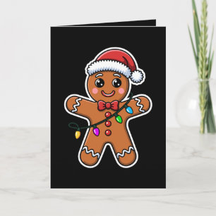Tarjeta Hombre de Jengibre de Navidad Sombrero de Santa Lu