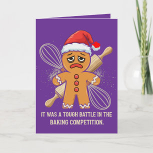 Tarjeta Hombre de Jengibre Divertido "Tough Battle Baking"