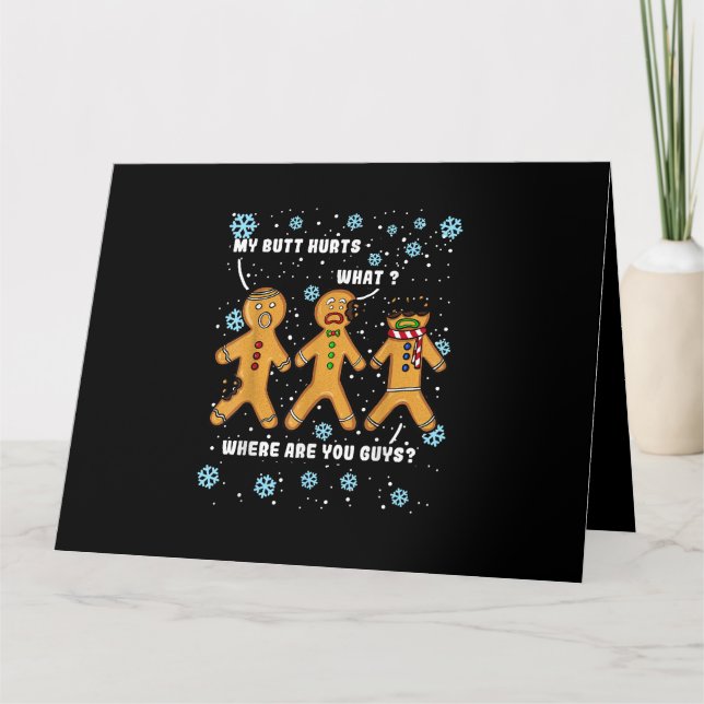 Tarjeta Hombre de Jengibre Galleta Mi Trasero Duele Navide (Anverso)