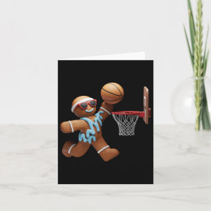 Tarjeta Hombre de jengibre jugando Navidades de baloncesto