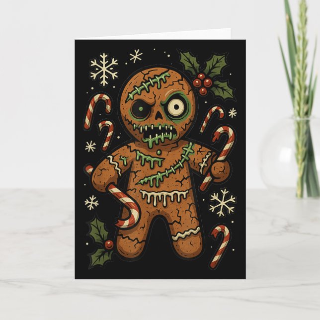 Tarjeta Hombre de jengibre zombie Navidad Zombie  (Anverso)
