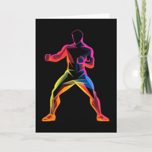Tarjeta Hombre de kickboxing estilo caricatura kickboxer S