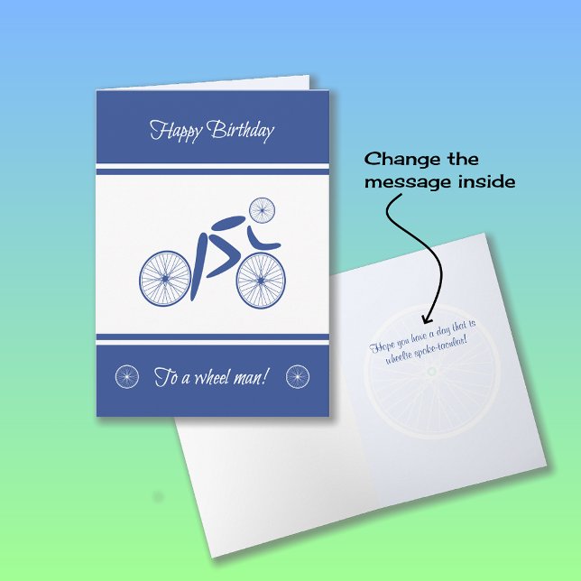 Tarjeta Hombre de la rueda de cumpleaños ciclista divertid (Subido por el creador)