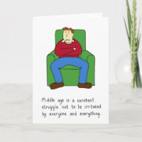 Hombre de mediana edad de mal humor, humor.